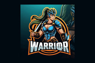 do woman warrior esports mascot logo for your company