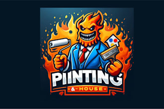do painting and house esports mascot logo within two day