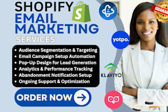 setup shopify email marketing campaigns yotpo klaviyo pop convert pushowl popup