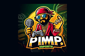 do unique pimp esports mascot logo for your company