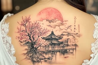 make a japanese tattoo desing according to your requirement