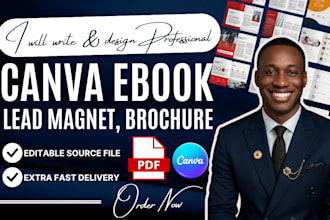 design canva ebook, workbook, brochure, lead magnet, checklist, journal, canva