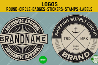 design clean badge, patch, circle, stamp, round sticker, label, logo design