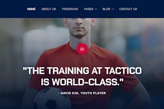 create football academy website, soccer academy website, basketball website