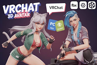 vrchat avatar, 3d model, vrc character, avi, furry vr chat outfits,vroid unity