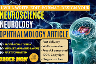 write neuroscience, neurology, mental health, psychology, medical ebooks article