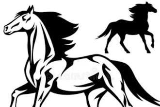 draw vector line art in black and white, cartoon illustration, animal photo