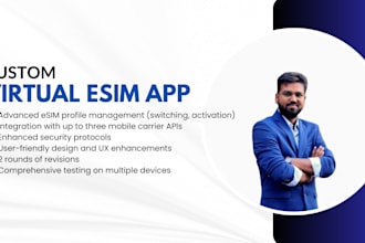 develop esim mobile app, esim website, automated esim app, temp number app
