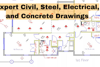 do civil engineering, steel, electrical drawing with concrete