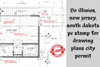 do illinios, new jersey, south dakota pe stamp for drawing plans city permit