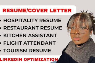 write hospitality, tourism, restaurant, receptionist, resume