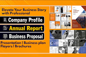 write and design company profile, business proposal, presentation, annual report