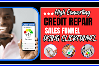 design credit repair sales funnel with clickfunnels, credit repair website