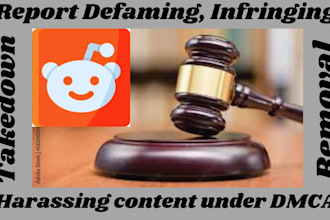 remove harassing, defaming and infringing content from reddit under dmca