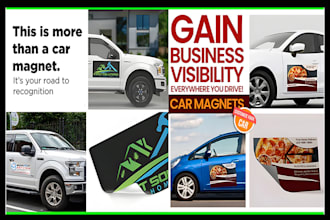 design a creative car magnet and truck magnet sign for vehicles, truck, bus, van