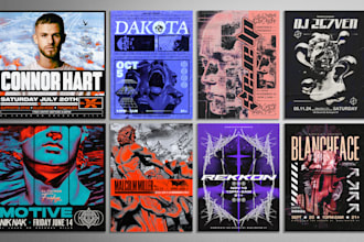 design professional posters for your techno dj event
