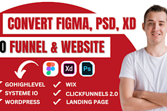 clone figma and design gohighlevel landing page, clickfunnels, kajabi systeme io