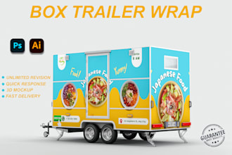 do professional box trailer wrap design, long trailer, vehicle wrap, van wrap