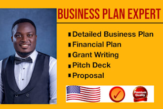 write business plan, proposal and pitchdeck, financial model