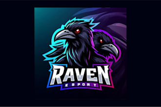 do awesome raven crow mascot logo with fast delivery