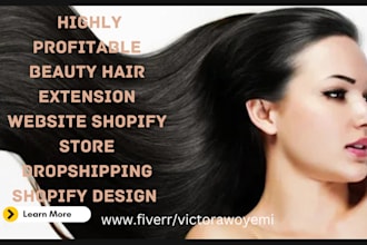 design beauty hair extension website shopify store website dropshipping store