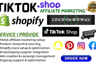 setup tiktok shop, affiliate marketing, shopify dropshipping, business supplier