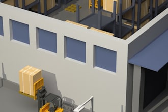 make realistic 3d warehouse design, factory industrial, cgi warehouse rendering