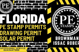 do florida, california and texas pe stamp architectural drawing for city permit