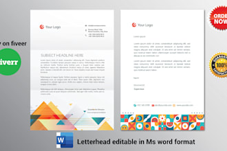 design letterhead, invoice, logo in editable word format 4 hours
