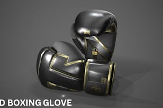 create 3d glove model, soccer glove, racing, boxing glove, 3d socks and render