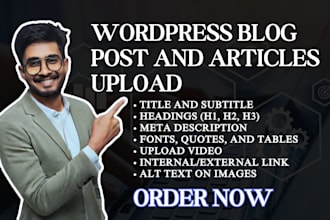 be seo friendly wordpress blog post and articles upload