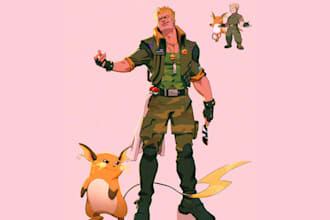 draw cute chibi pokemon trainer sprite sheet, fanart, game art pixel character