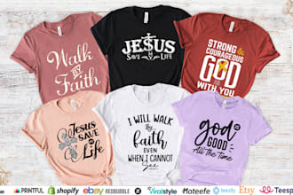 do custom christian typography and graphic t shirt design