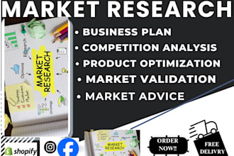 do niche market research, competitors analysis, product research, business plan