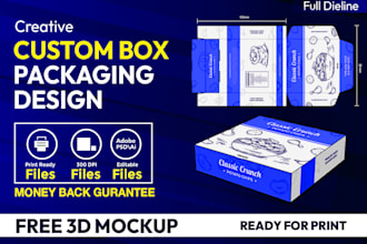 design creative amazon product packaging, mailer, retail box with 3d mockup