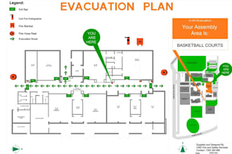 draw custom fire emergency, evacuation route for architectural plan