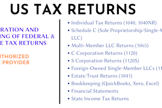 prepare and e file US individual 1040 and business 1120 1065 tax returns