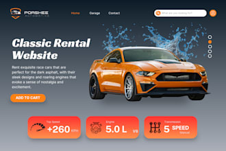 design car rental website, car rental booking, car detailing, car rental website