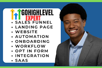 set up gohighlevel landing page, go high level sales funnel, ghl website expert