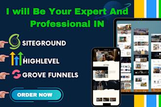 ecommerce website development, landing page design expert, siteground, highlevel