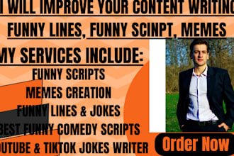 improve your content writing funny lines, funny script, memes