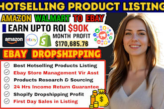 do automated ebay dropshipping store product listing shopify store etsy store VA