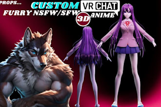 model custom vrchat rigged avatar furry fursona 3d model for vrchat avatar vtube