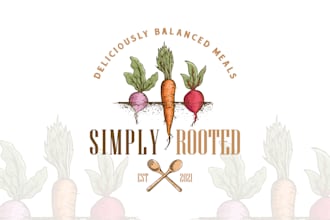 do vintage business logo design with hand drawn illustration