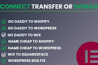 fix domain,connect domain,transfer domain to shopify,wix,wordpress ,squarespace