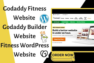 design, redesign fitness godaddy website with godaddy builder or wordpress web