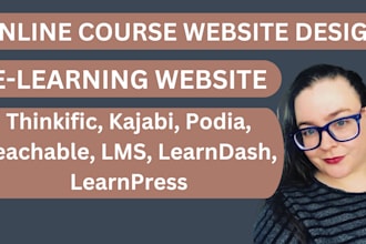 design online course website, lms website, kajabi, podia, thinkific, learndash