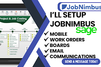 setup for jobnimbus sage 300 for mobile work orders boards email communications
