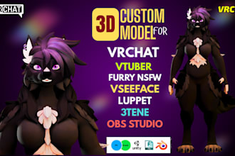model furry avatar and nsfw fursona model for vrchat, vtube, vseeface, animaze