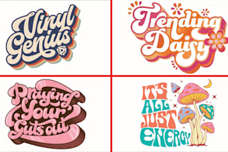 trendy typography and groovy mix retro graphic